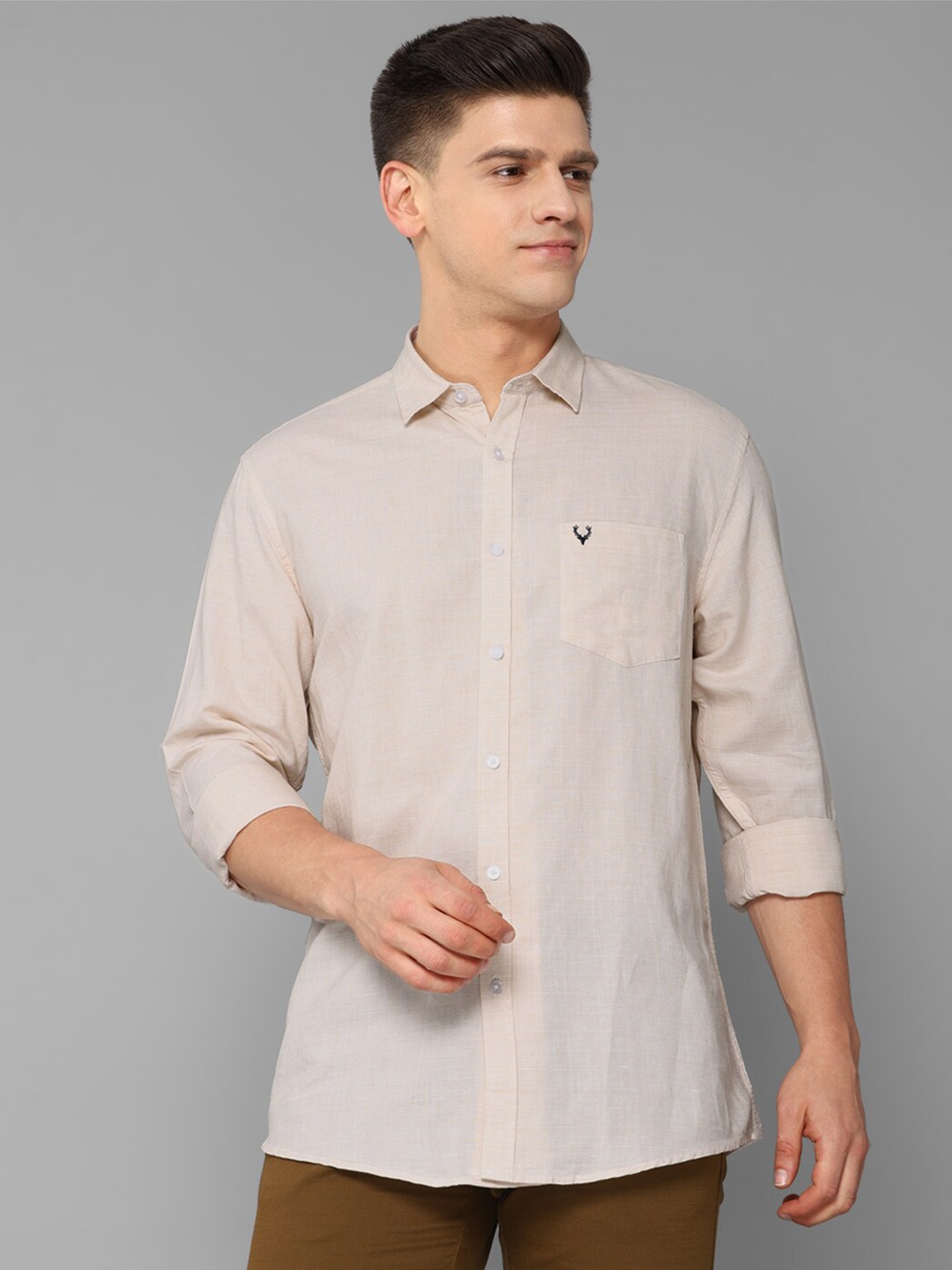

Allen Solly Men Beige Slim Fit Casual Shirt