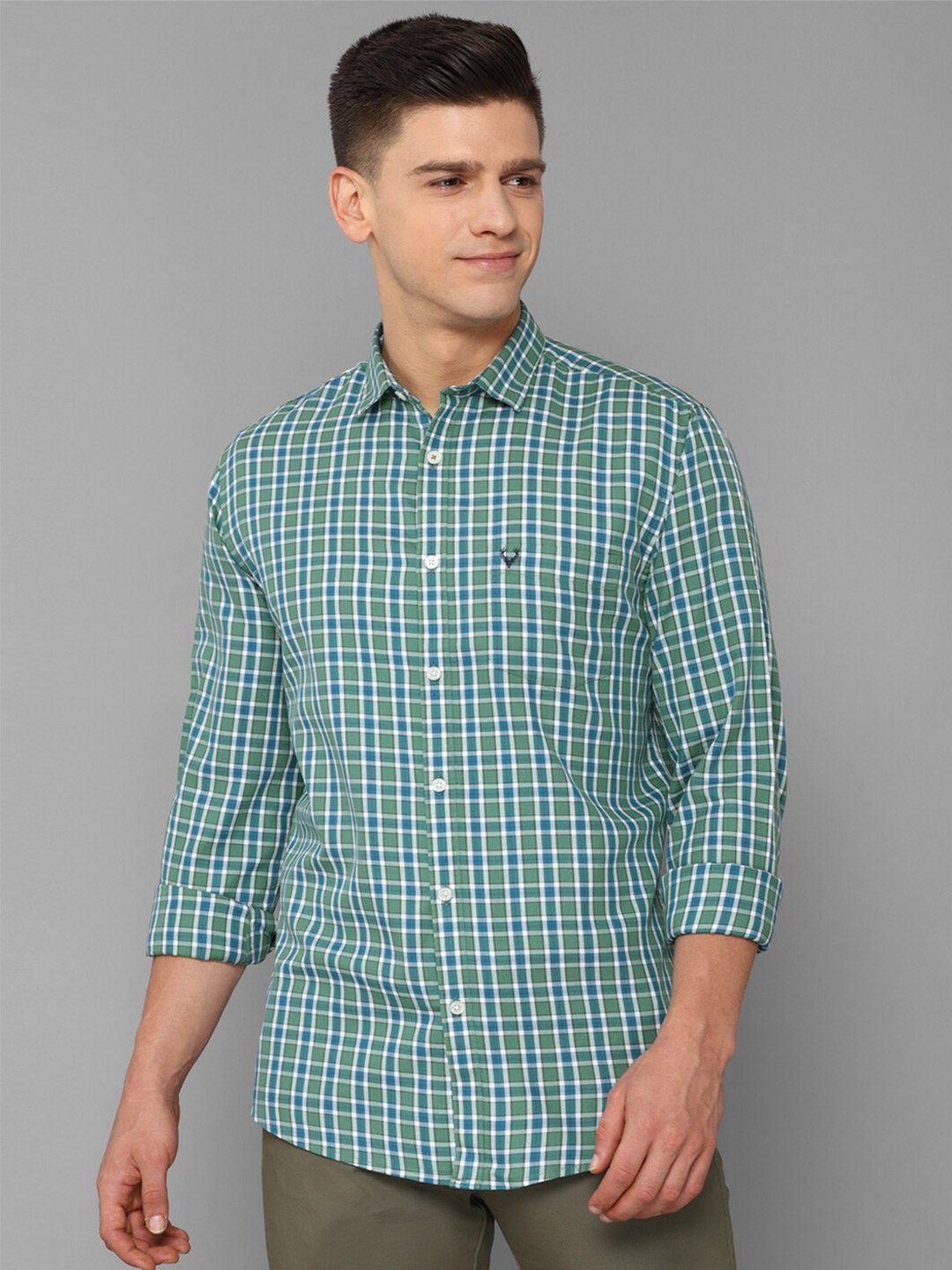

Allen Solly Men Green Slim Fit Checked Casual Plus Size Shirt