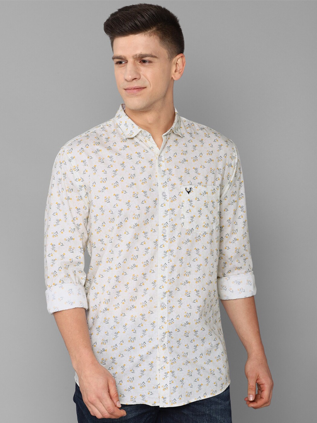 

Allen Solly Men White Slim Fit Micro Ditsy Printed Casual Shirt
