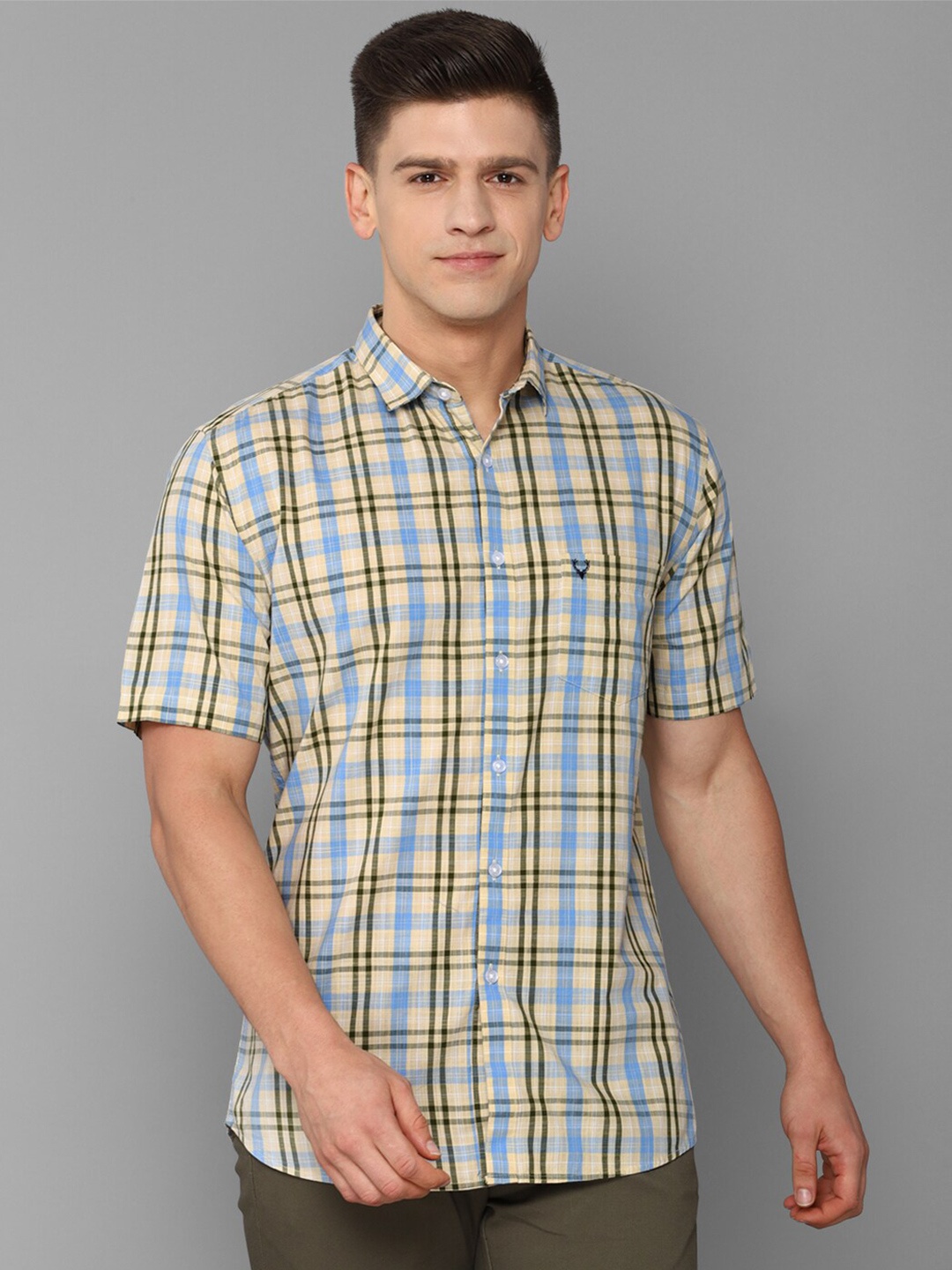 

Allen Solly Men Beige Slim Fit Tartan Checks Casual Shirt