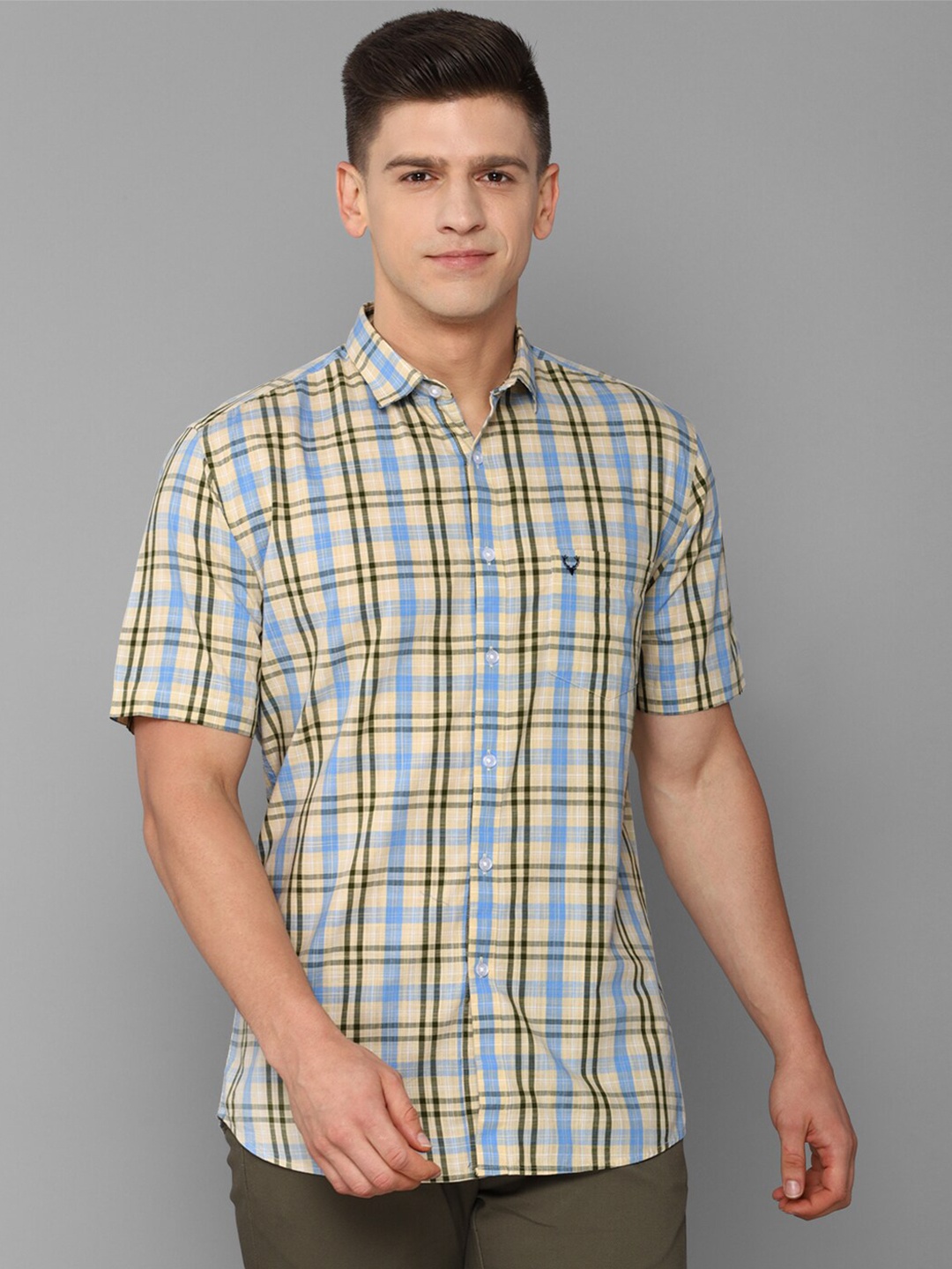 

Allen Solly Men Beige Slim Fit Tartan Checks Casual Shirt