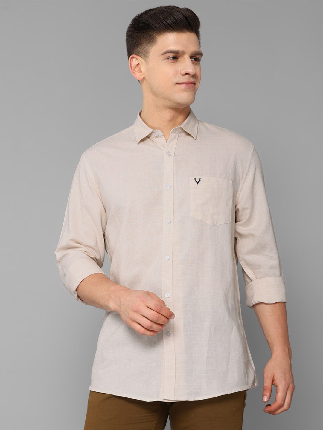 

Allen Solly Men Beige Slim Fit Casual Shirt