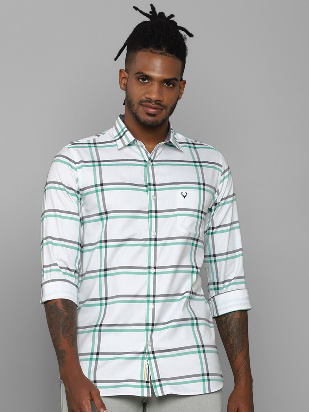 

Allen Solly Men White Slim Fit Checked Casual Shirt