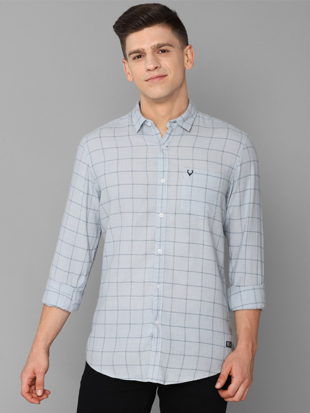 

Allen Solly Sport Men Grey Windowpane Checks Casual Shirt