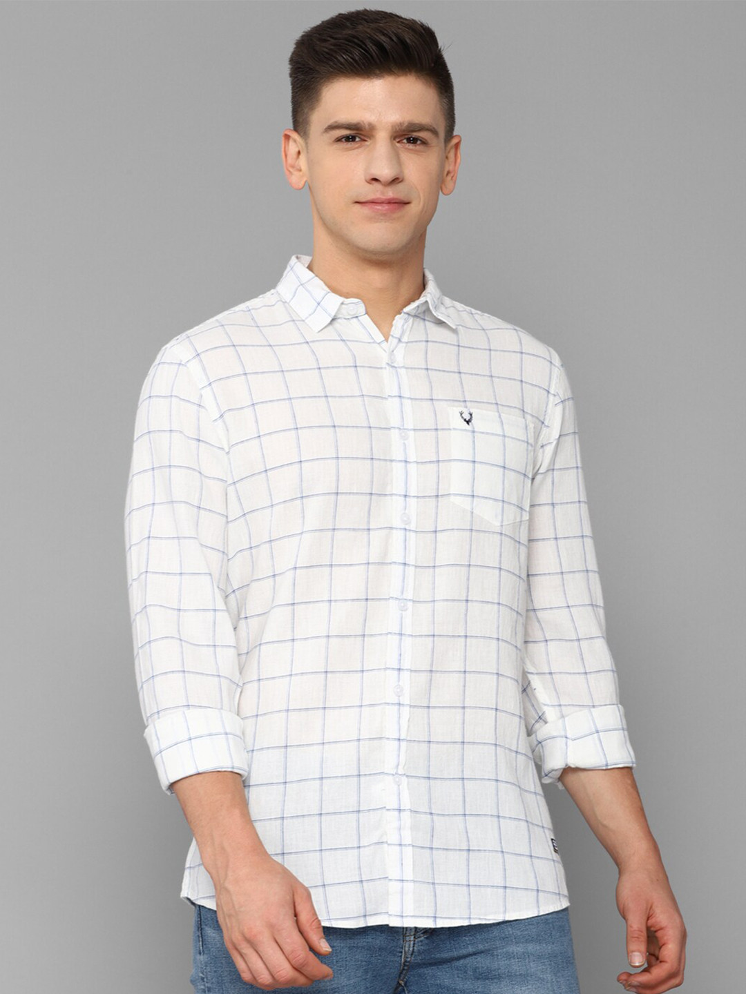 

Allen Solly Sport Men White Windowpane Checks Casual Shirt