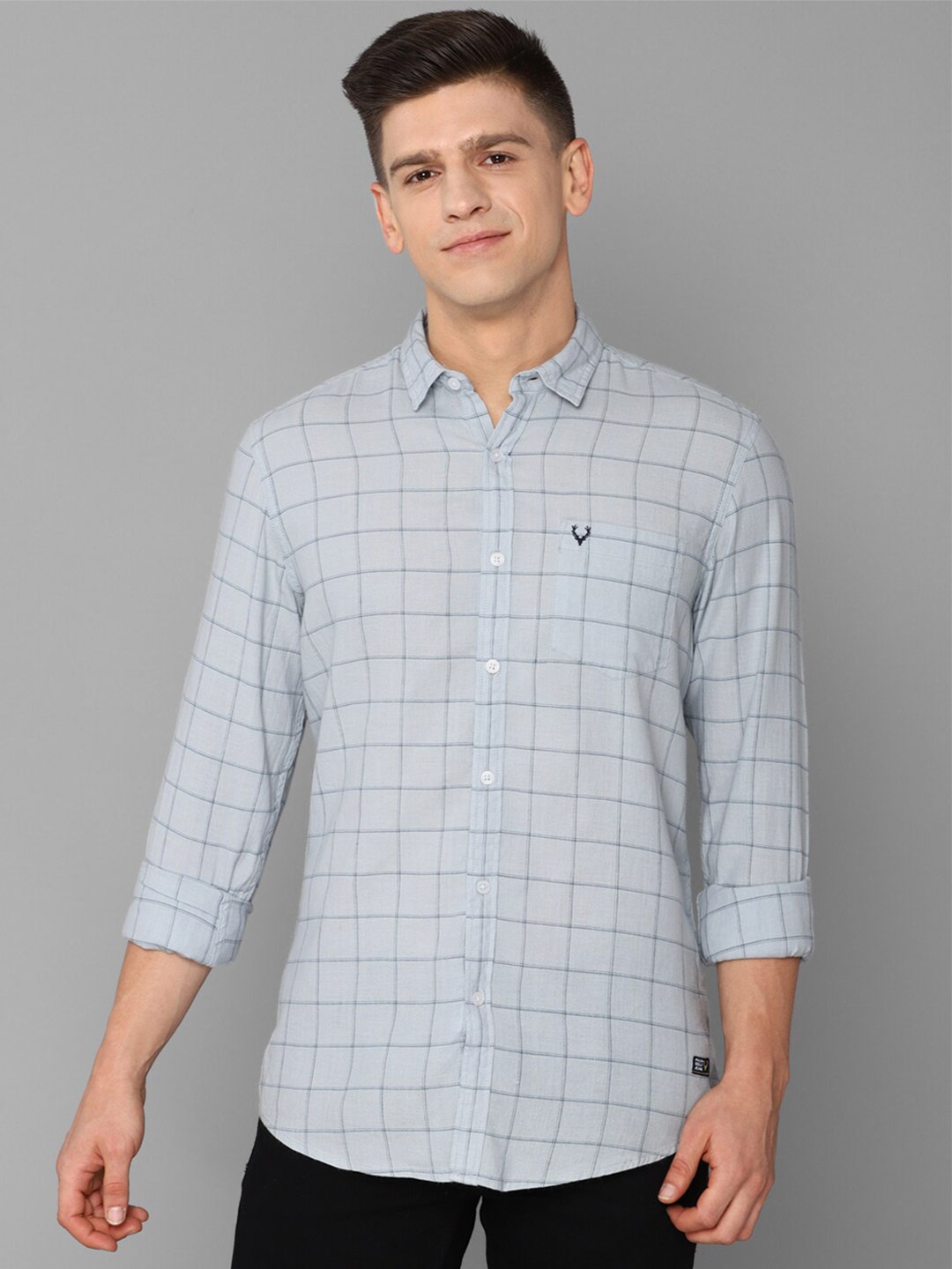 

Allen Solly Sport Men Grey Windowpane Checks Checked Regular Fit Casual Shirt