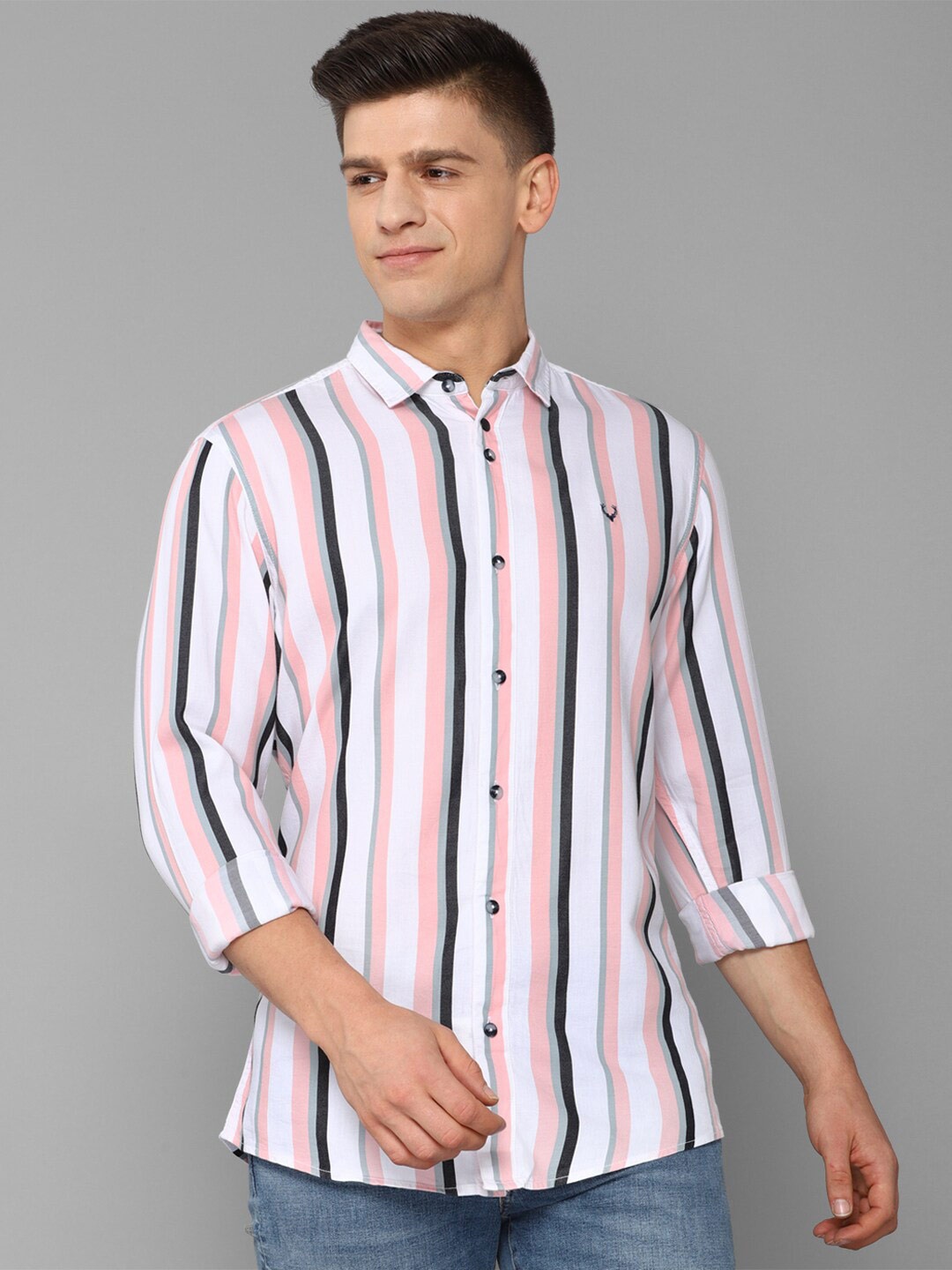 

Allen Solly Sport Men Multicoloured Striped Casual Shirt, White