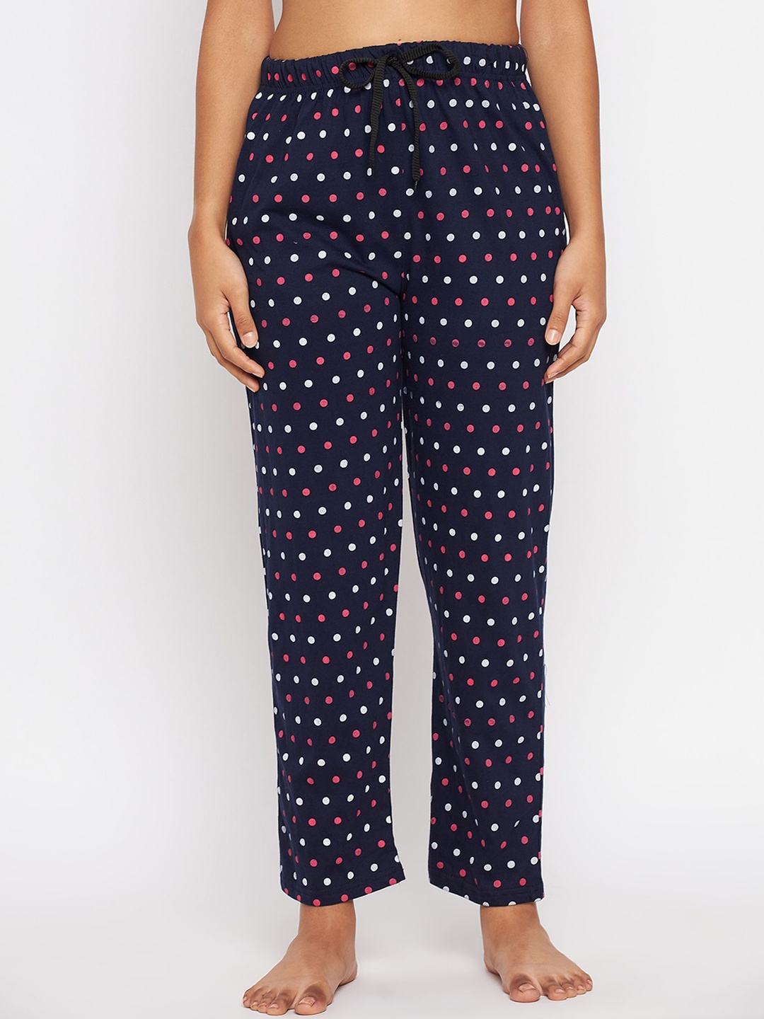 

ALIZA Women Navy Blue & White Polka Dot Printed Cotton Lounge Pants