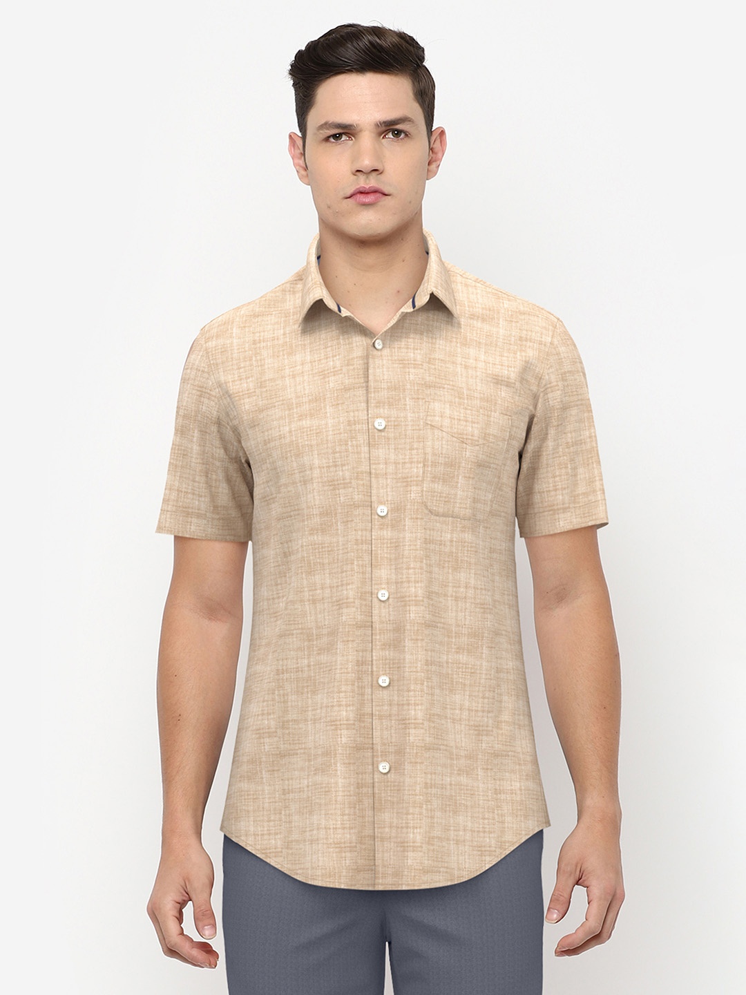 

Peter England Men Beige Slim Fit Formal Shirt