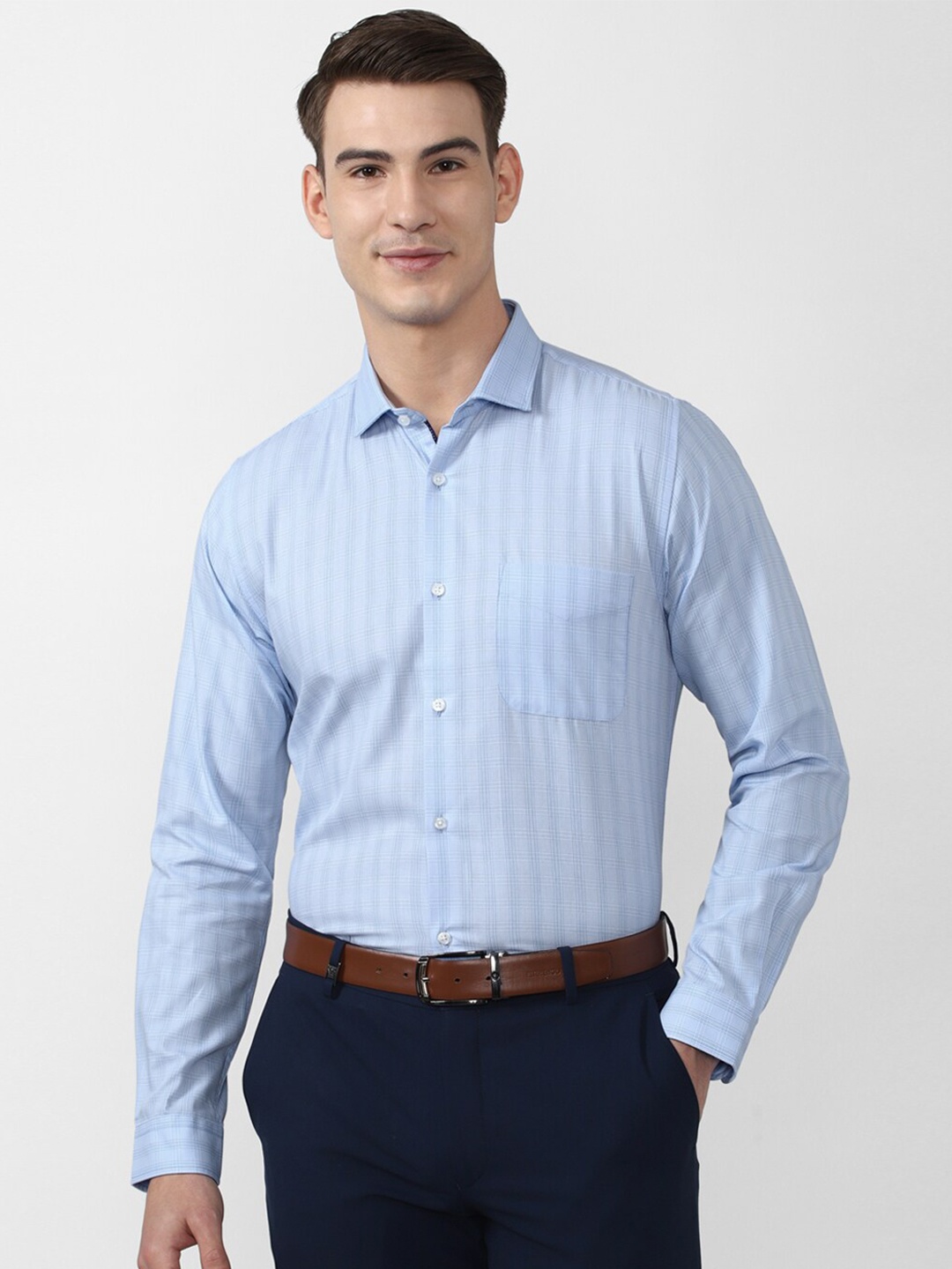 

Peter England Men Blue Slim Fit Striped Formal Shirt