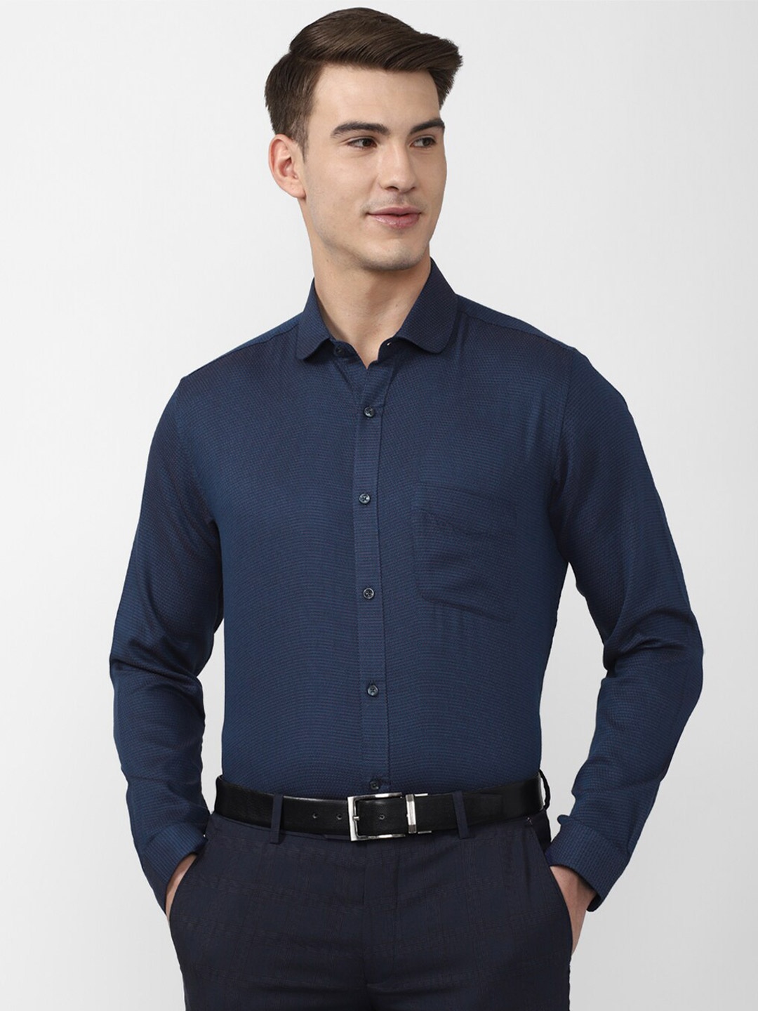 

Peter England Men Navy Blue Formal Shirt