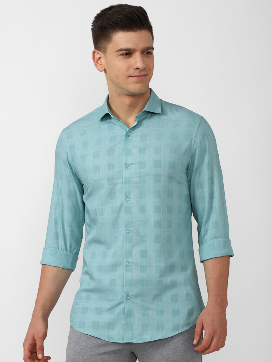 

Peter England Perform Athletic Fit Checked Casual Shirt, Blue