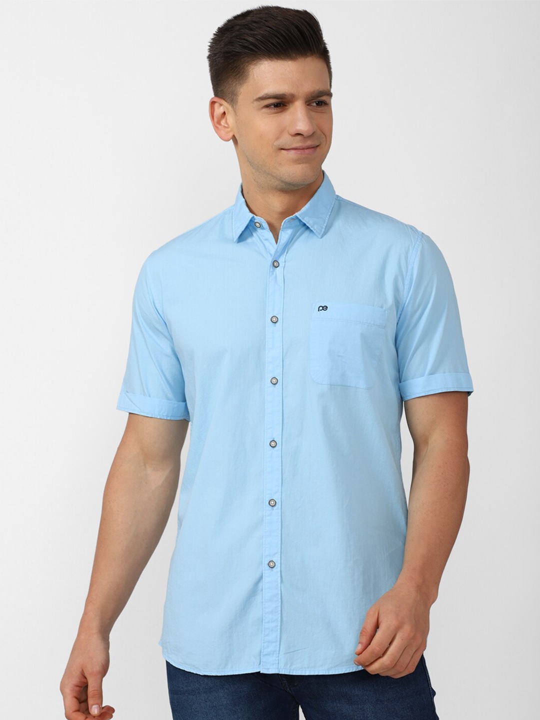 

Peter England Casuals Men Blue Slim Fit Casual Shirt