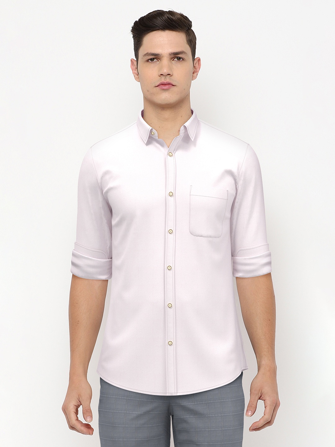 

Peter England Casuals Men Purple Slim Fit Casual Shirt