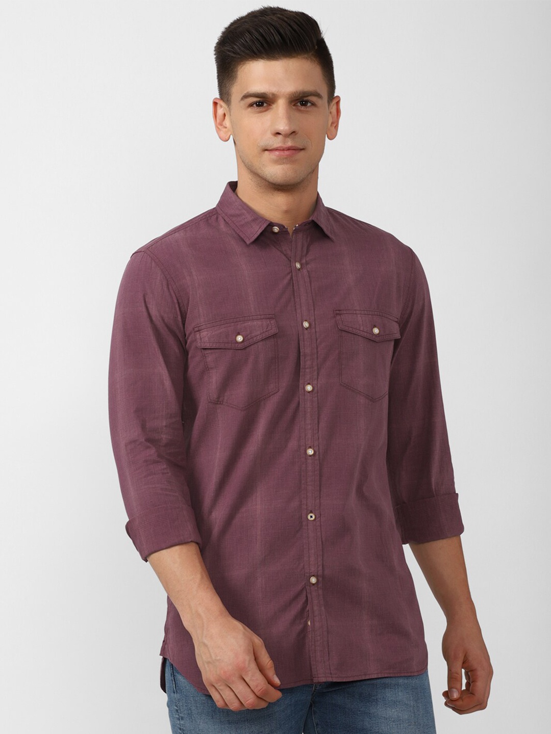 

Peter England Casuals Men Maroon Slim Fit Casual Shirt