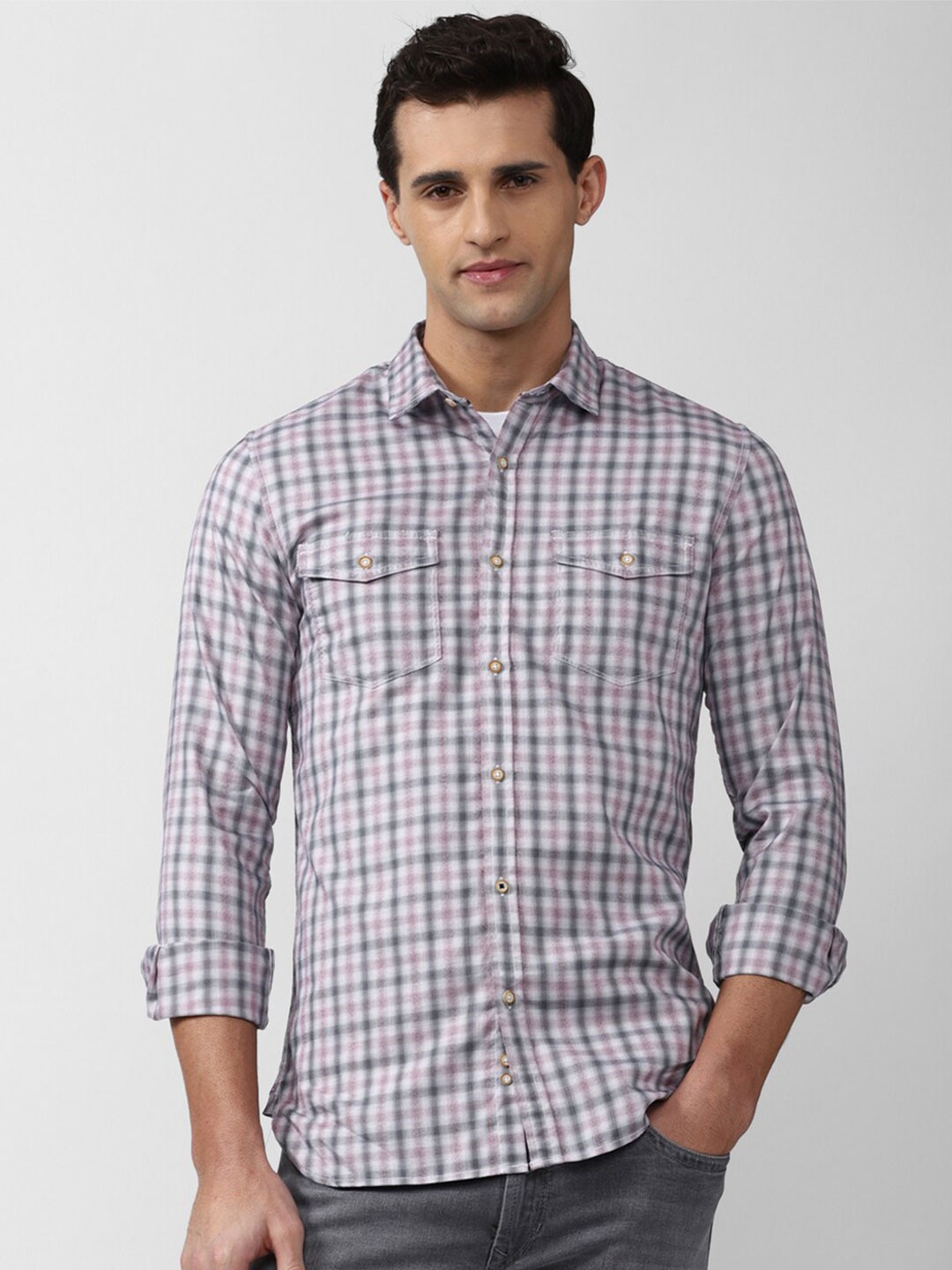 

Peter England Casuals Men Multicoloured Slim Fit Checked Casual Shirt, Multi