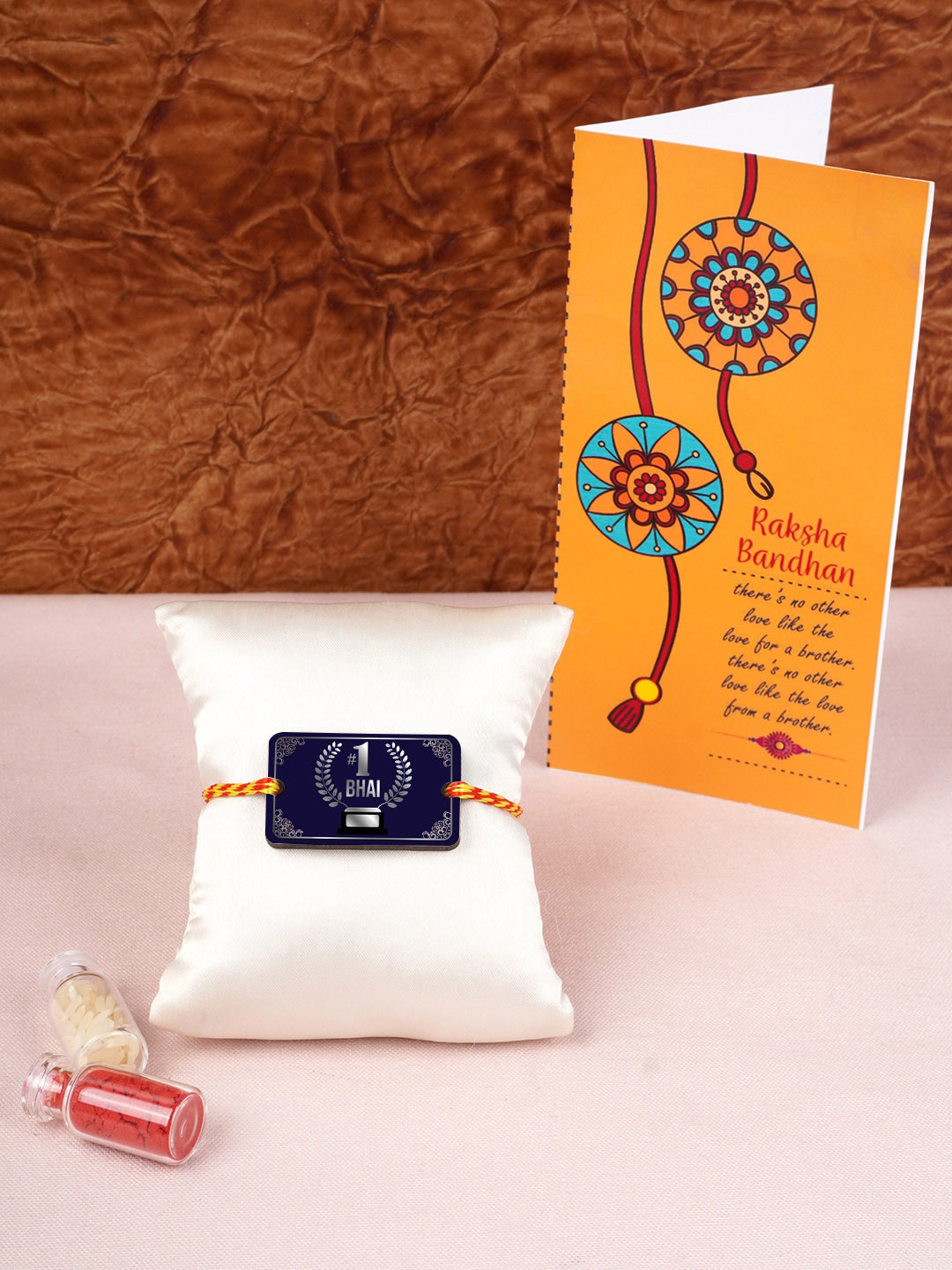 

Crazy Corner Blue Rakhi and Card with Roli Chawal