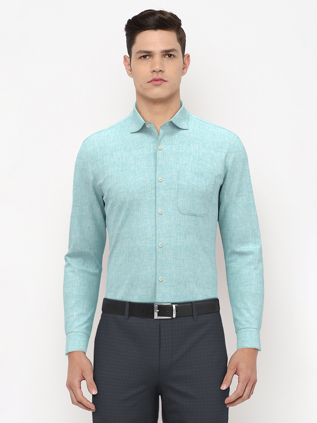 

Peter England Elite Men Blue Formal Shirt