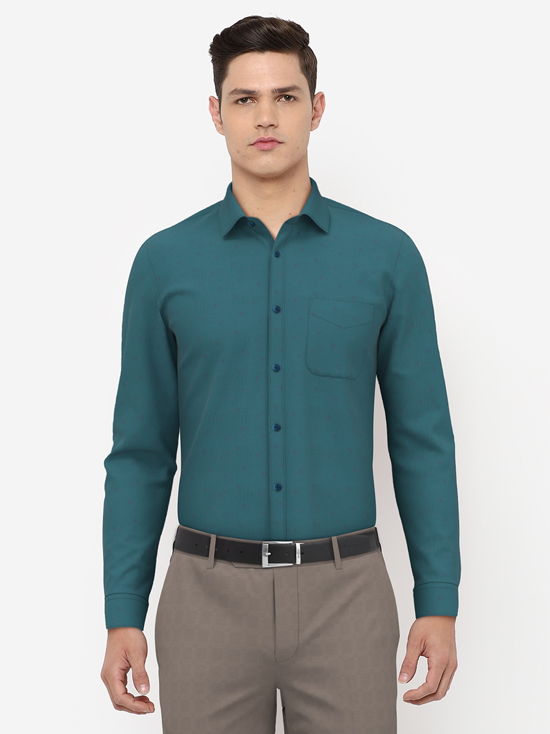 

Peter England Elite Men Green Slim Fit Formal Shirt