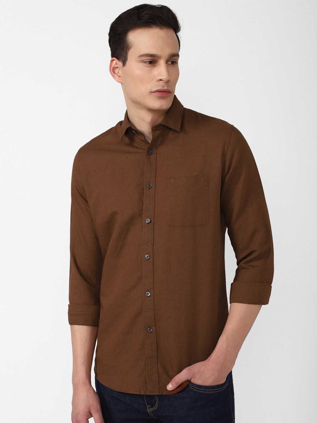 

Van Heusen Sport Men Brown Slim Fit Casual Plus size Shirt
