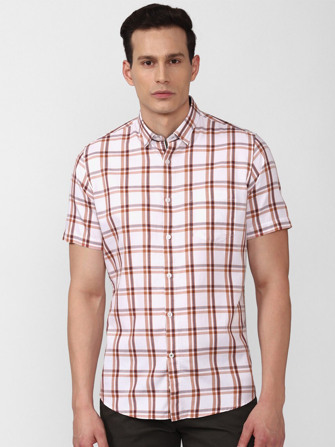 

Van Heusen Sport Men White Slim Fit Pure cotton Checked Casual Shirt