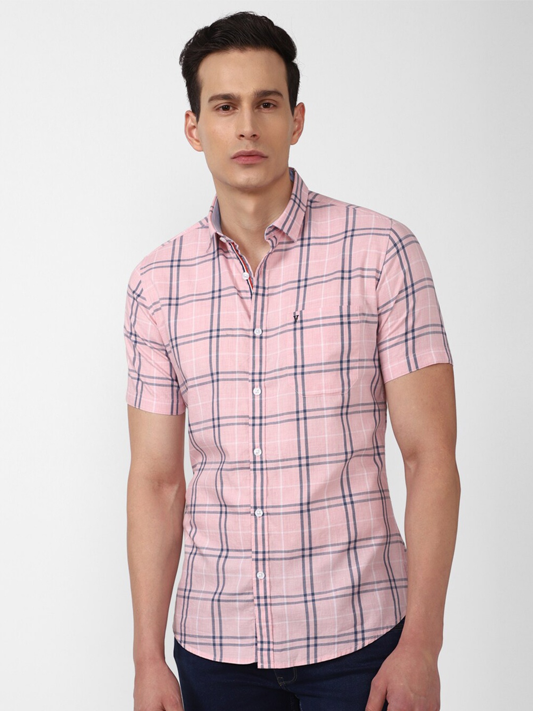 

Van Heusen Sport Men Pink Slim Fit Tartan Checks Checked Casual Shirt