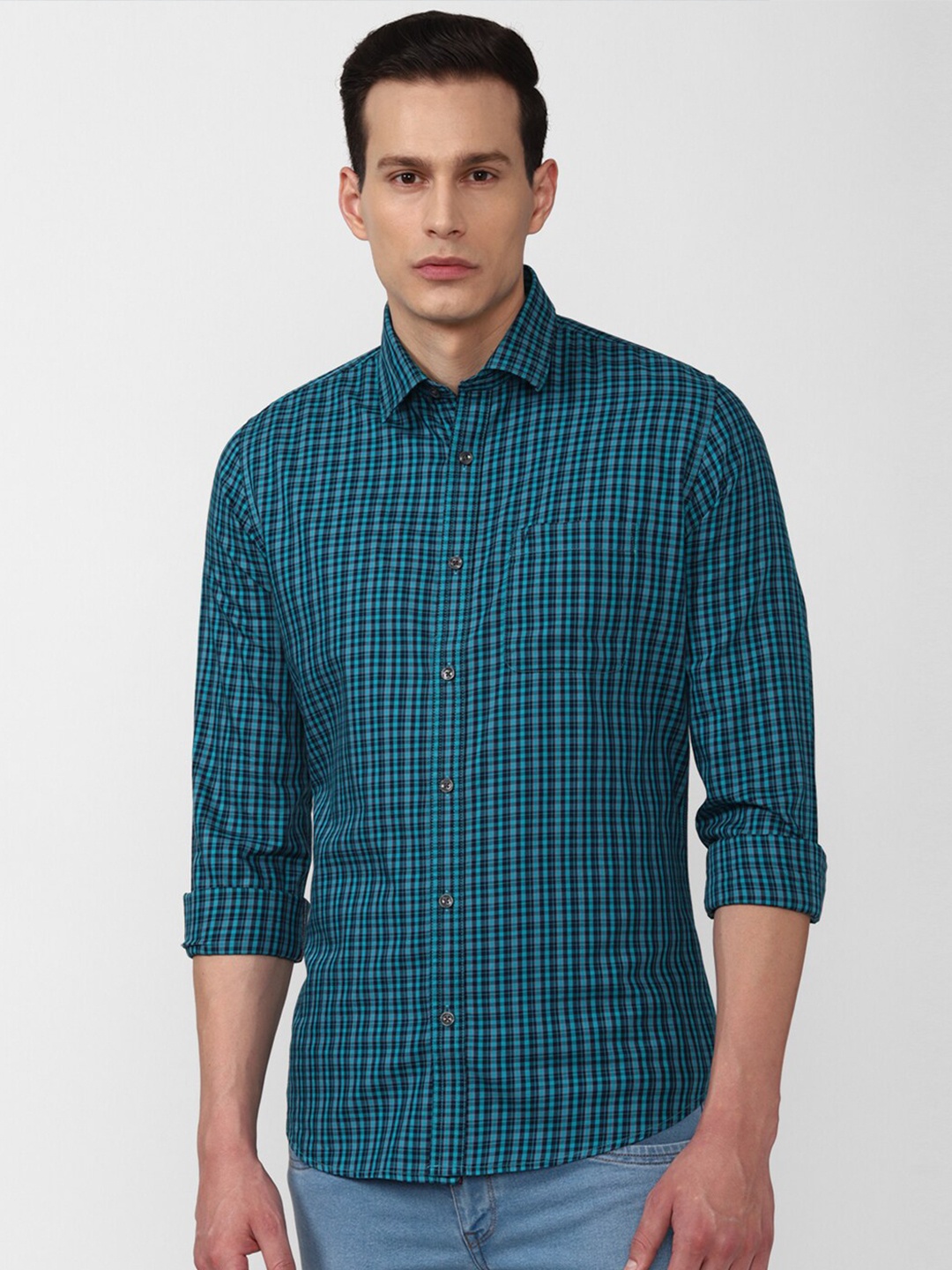 

Van Heusen Sport Men Blue Slim Fit Checked Casual Shirt