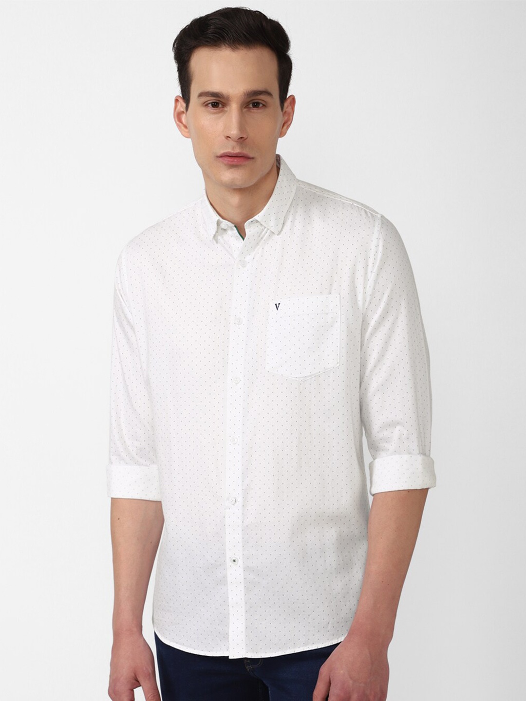 

Van Heusen Sport Men White Slim Fit Printed Casual Micro Ditsy Shirt