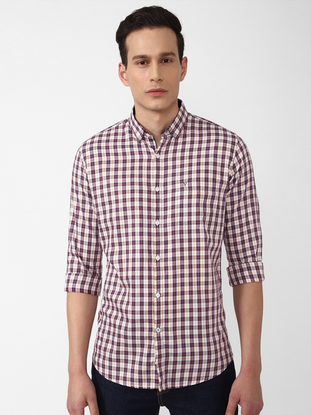 

Van Heusen Sport Men Multicoloured Slim Fit Gingham Checks Checked Casual Shirt, Multi