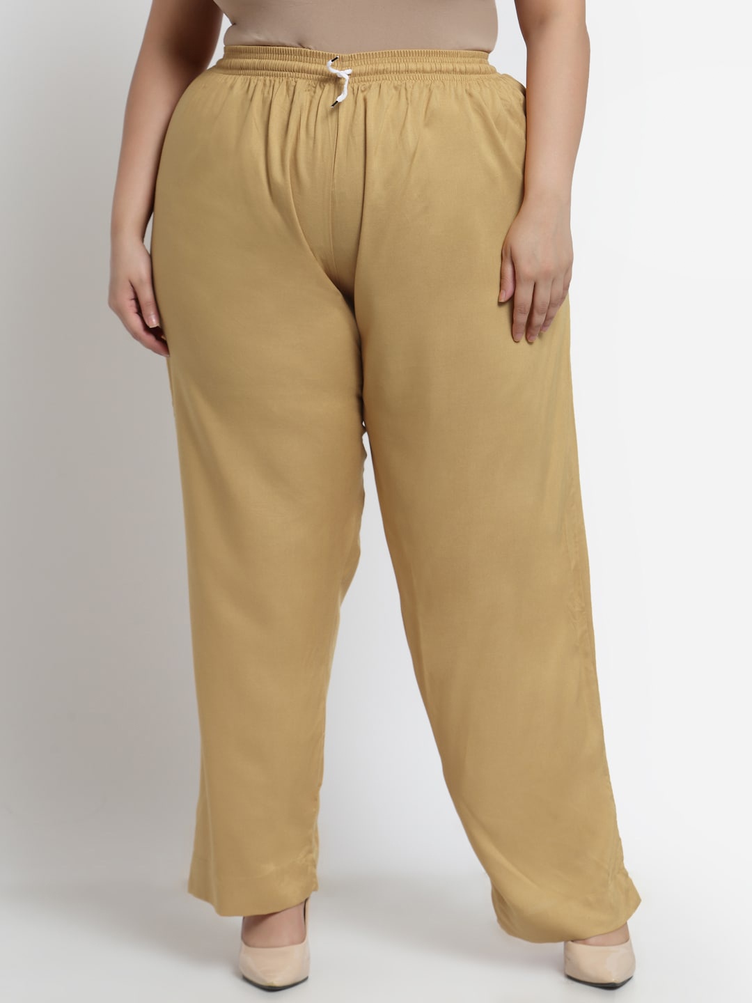 

KLOTTHE Women Mustard Yellow Plus Size Palazzo