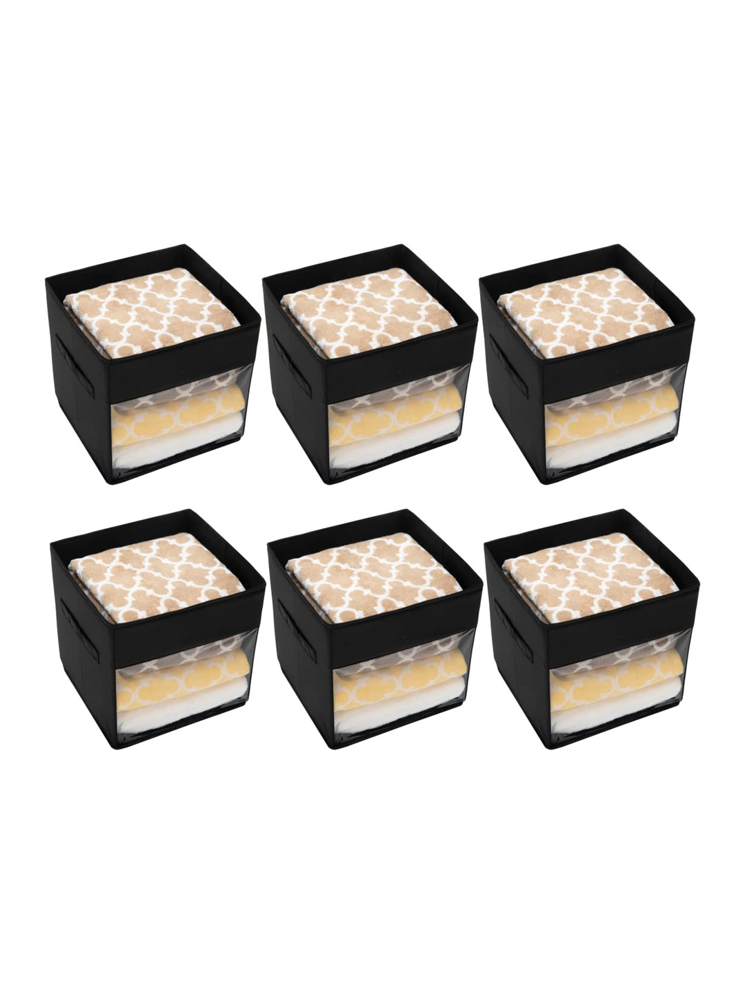 

HOMESTRAP Set of 6 Black Solid Storage Cube