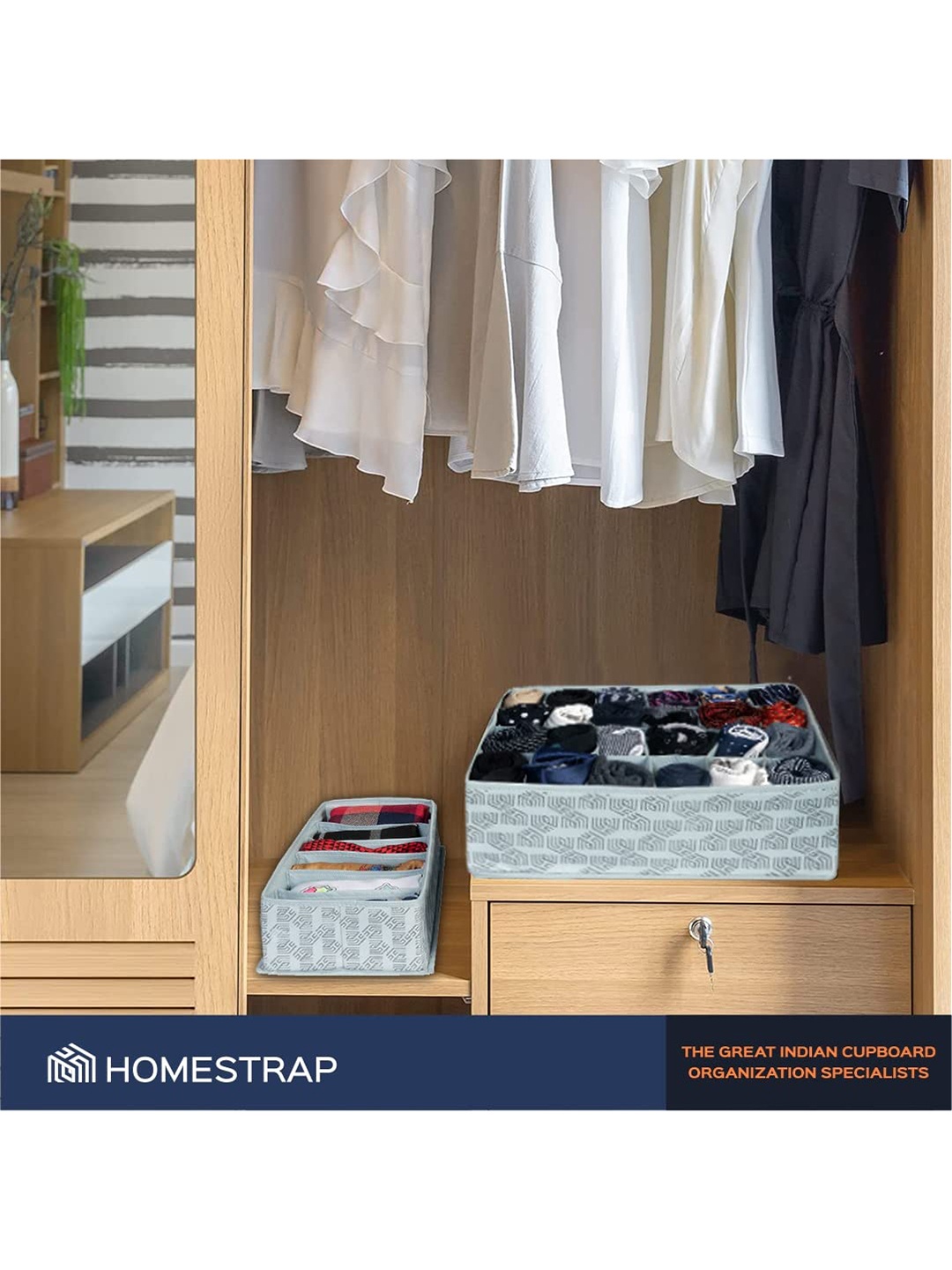 

HOMESTRAP Set-4 Undergarment Organizer, Grey