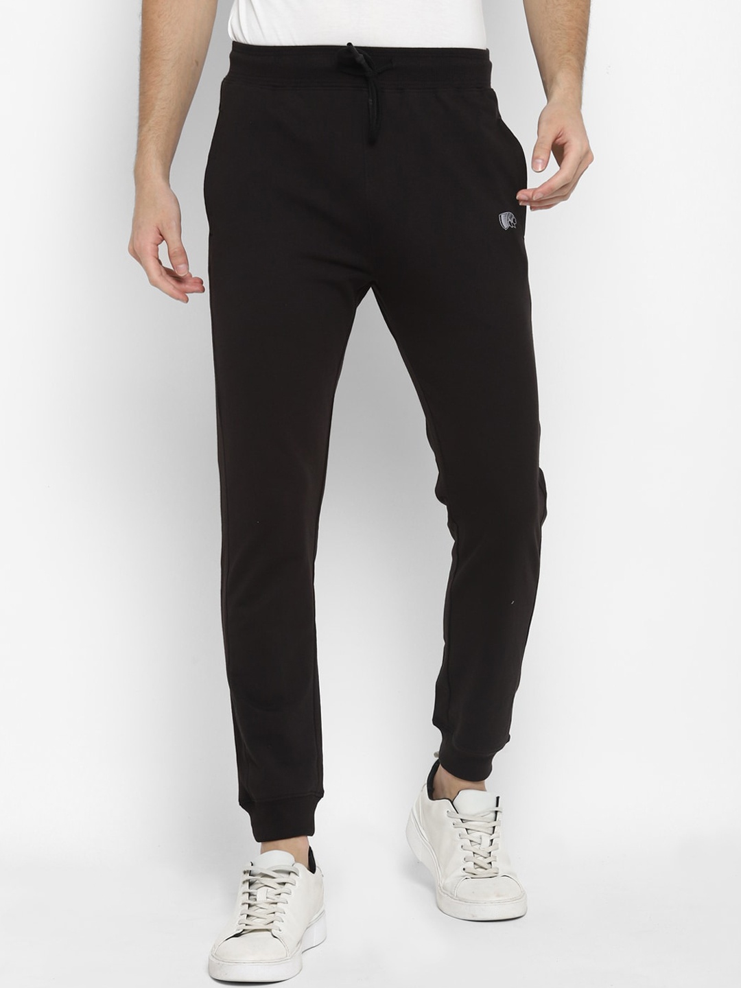 

Red Chief Men Black Solid Cotton Slim-Fit Joggers