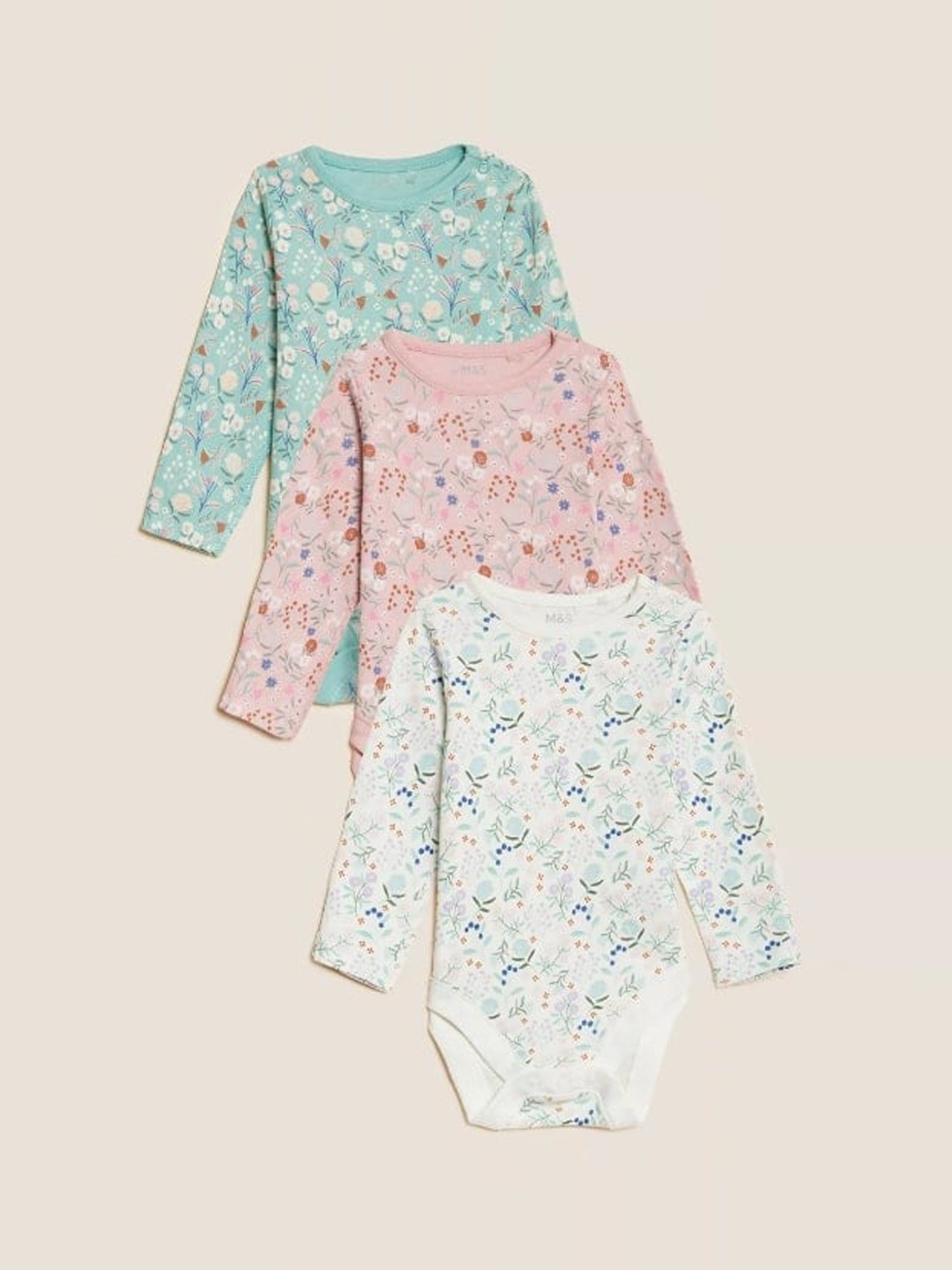 

Marks & Spencer Kids Pack of 3 Printed Cotton Bodysuits, Green