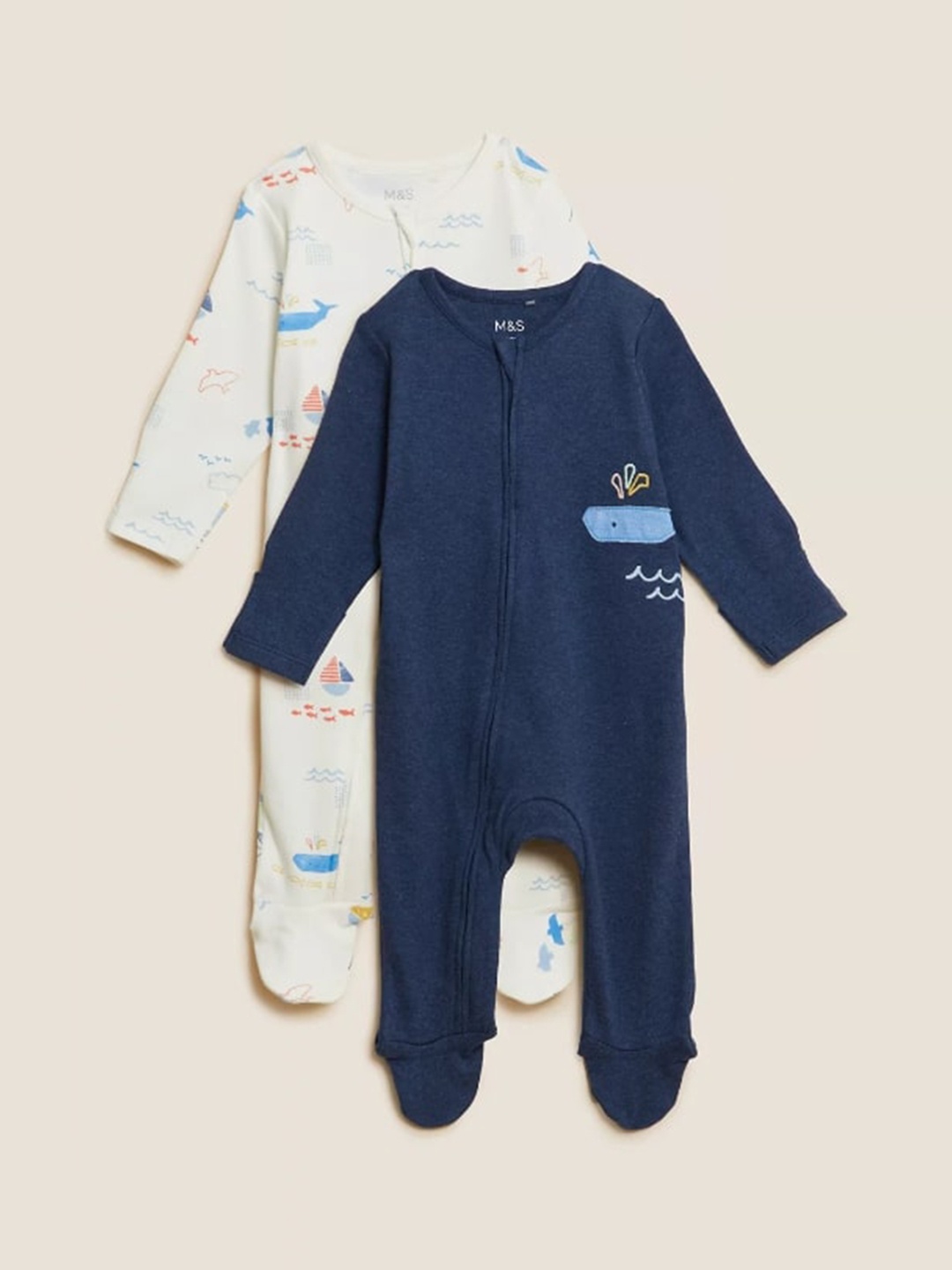 

Marks & Spencer Infant Boys Set Of 2 Sleepsuit, Navy blue