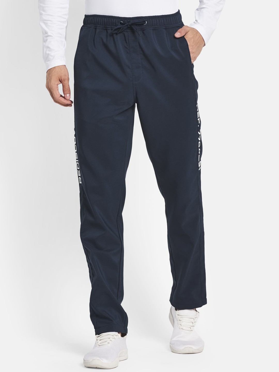 

Octave Men Navy Blue Solid Cotton Track Pants