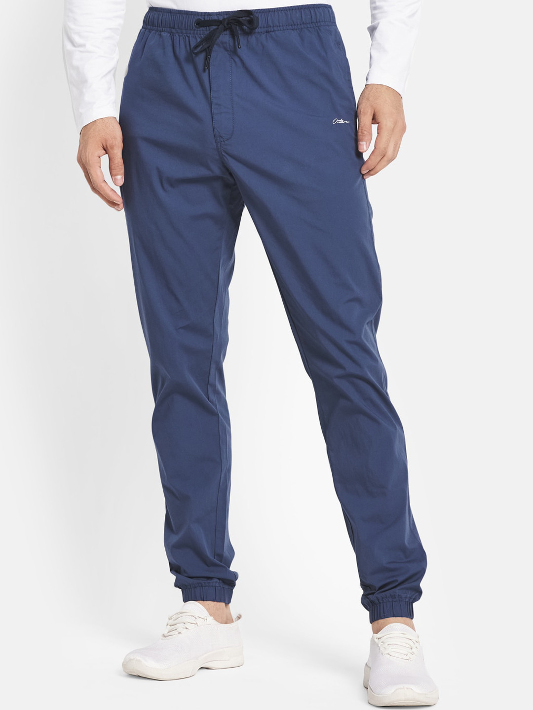 

Octave Men Blue Solid Cotton Regular Joggers