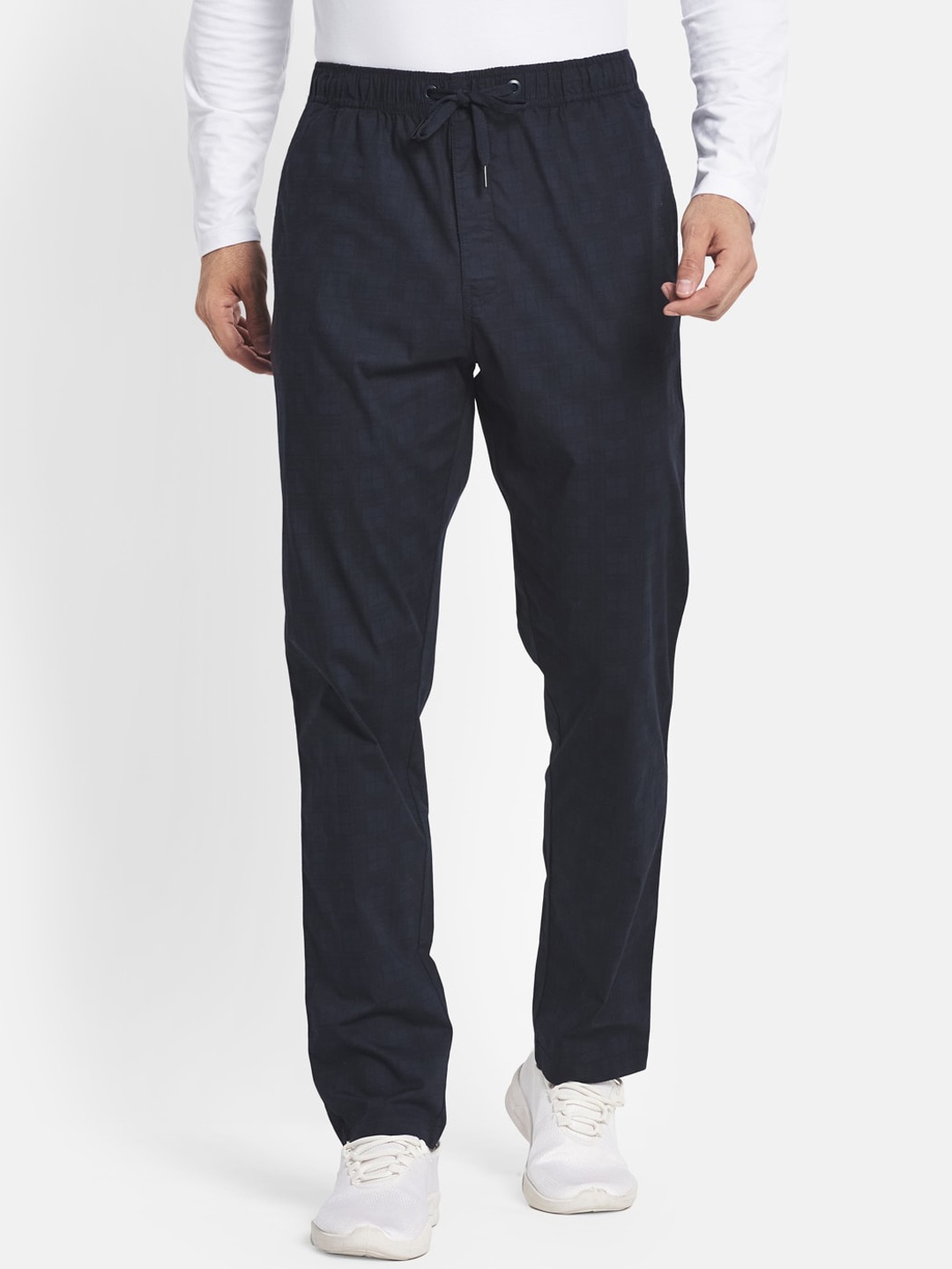 

Octave Men Navy Blue Solid Cotton Track Pants
