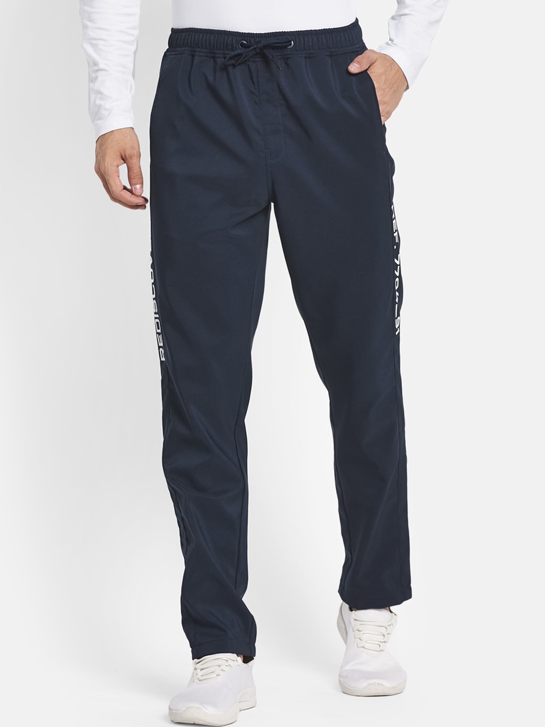 

Octave Men Navy Blue Solid Cotton Track Pants