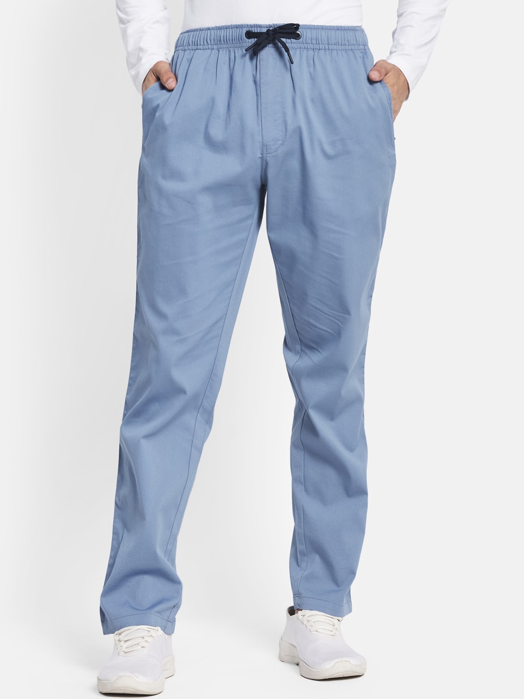 

Octave Men Blue Solid Cotton Track Pants