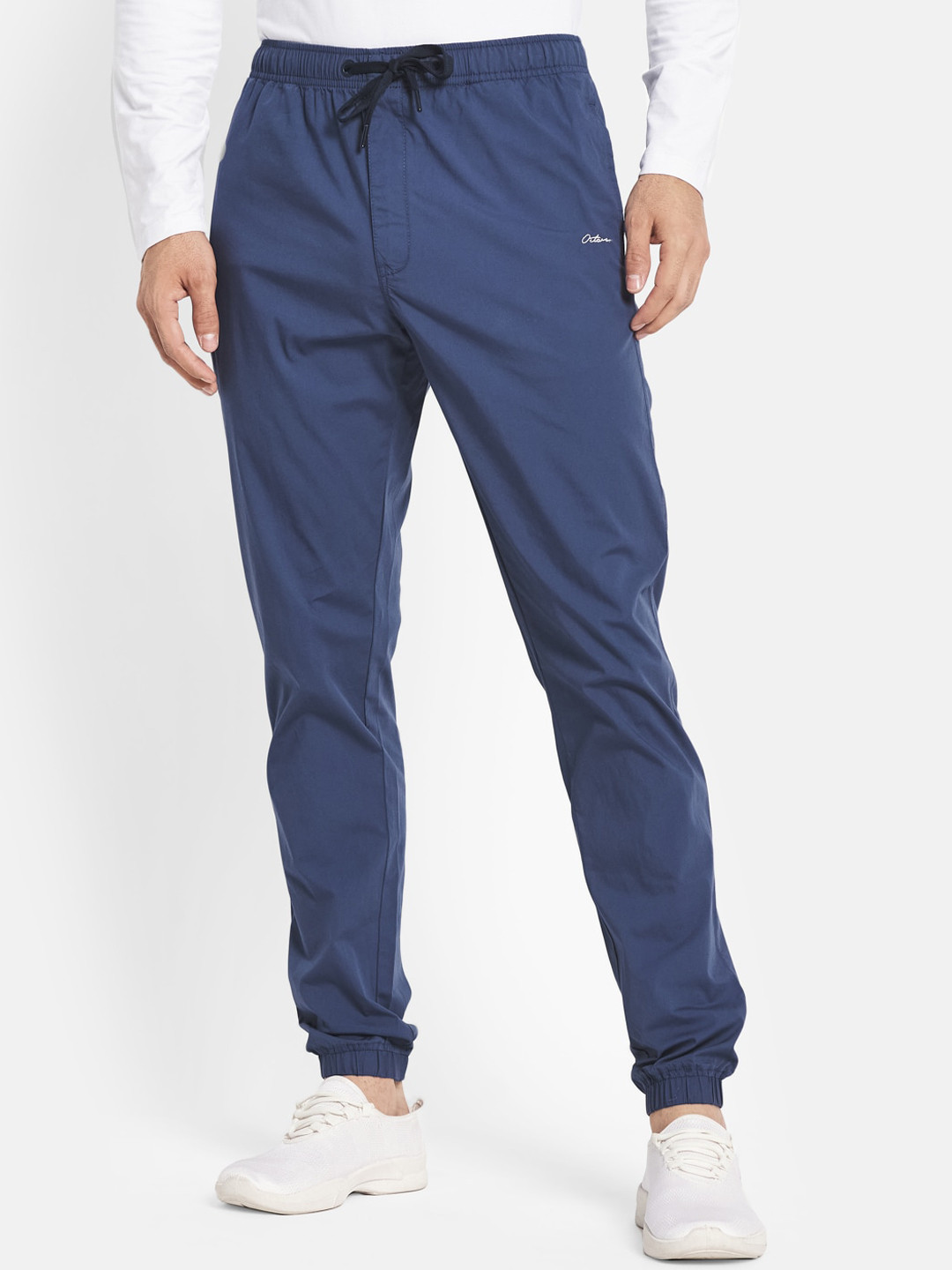 

Octave Men Blue Solid Cotton Track Pants