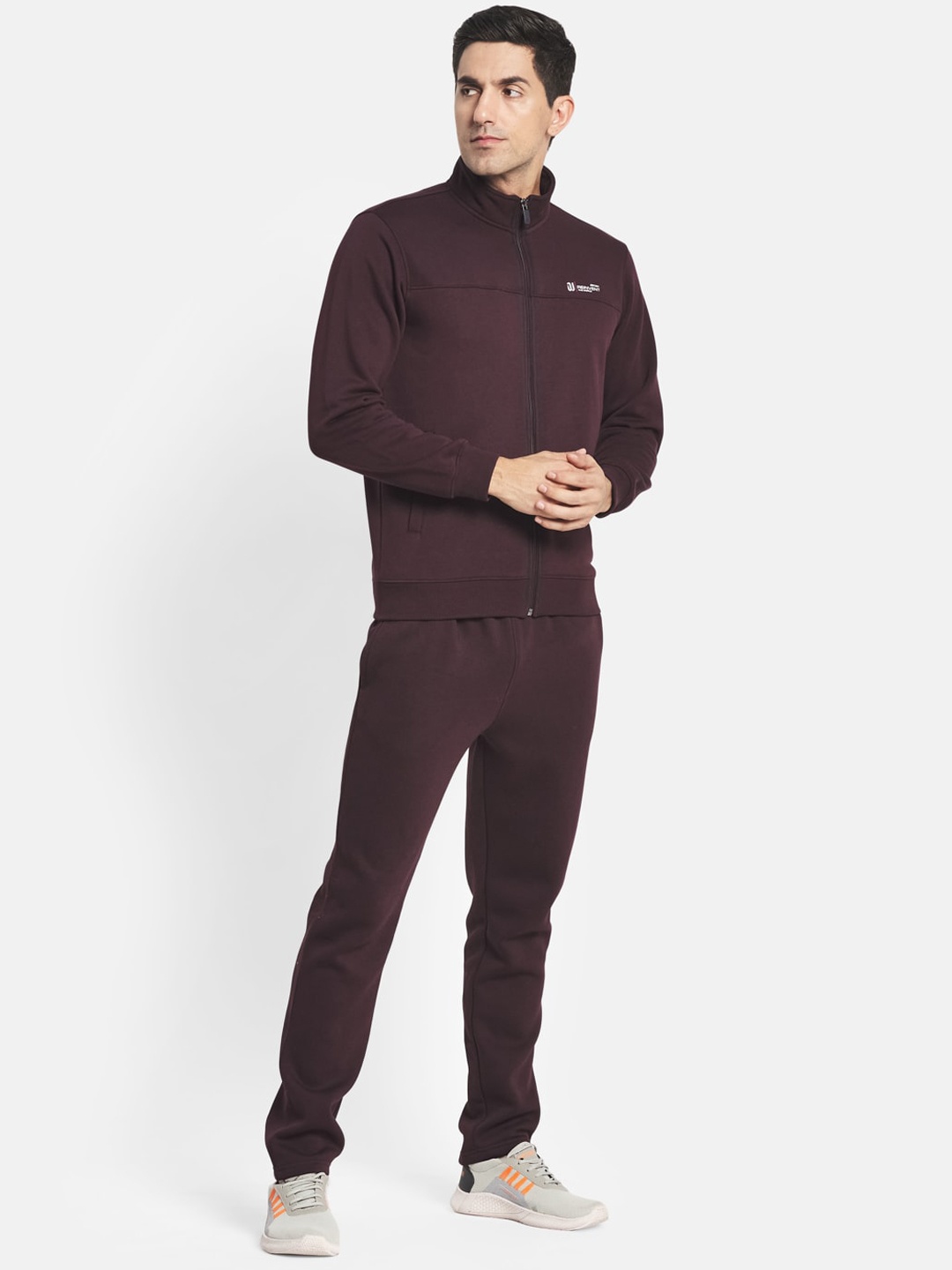 

Octave Men Maroon Solid Cotton Tracksuit