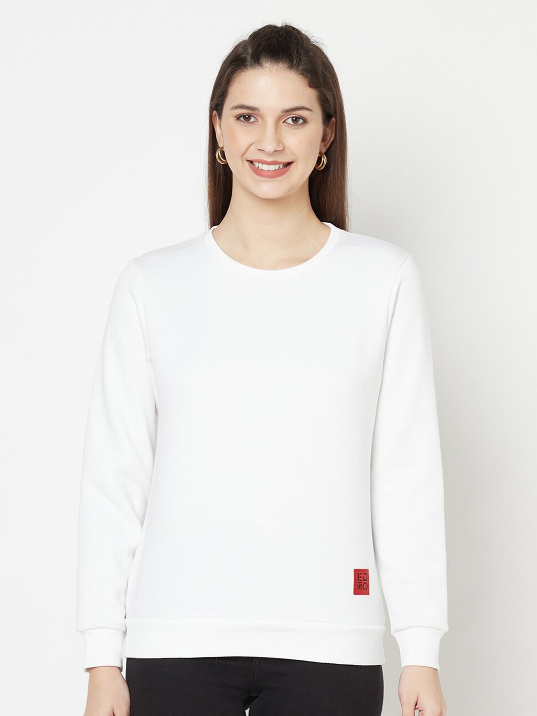 

EDRIO Women White Sweatshirt