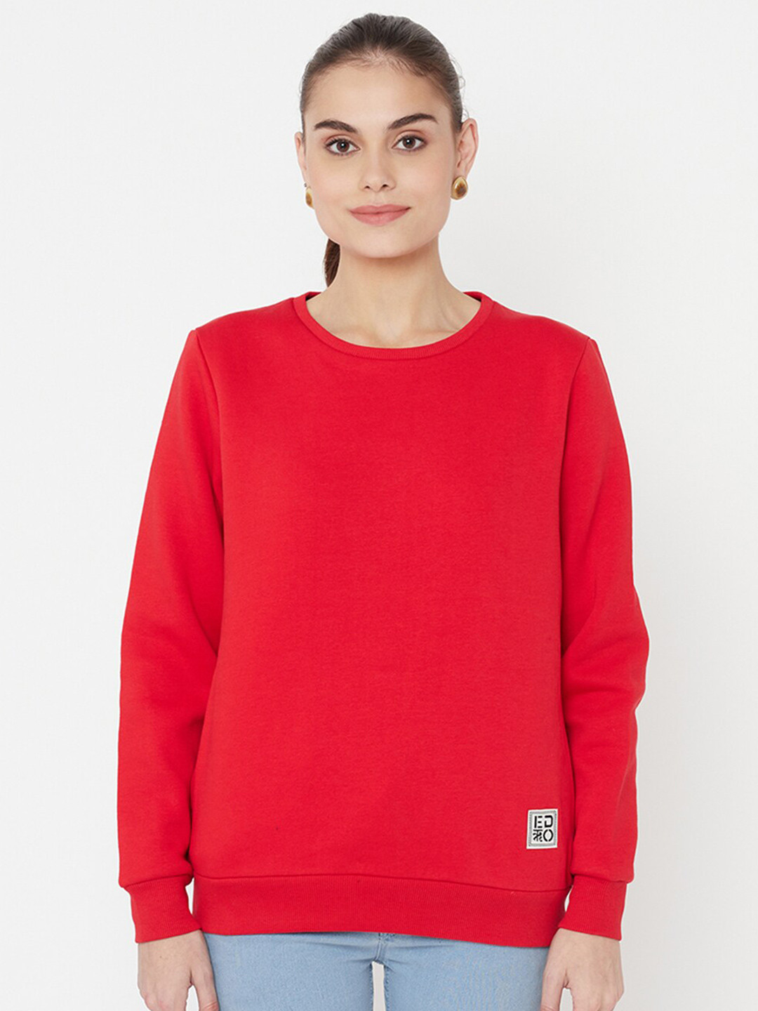 

EDRIO Women Red Sweatshirt