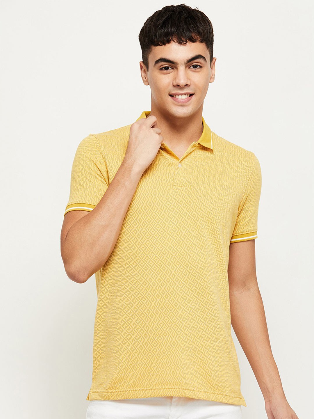 

Max Men Mustard Yellow Polo Collar T-shirt