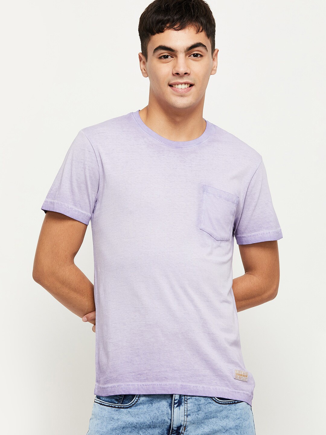 

max Men Lavender T-shirt With Chest Pocket