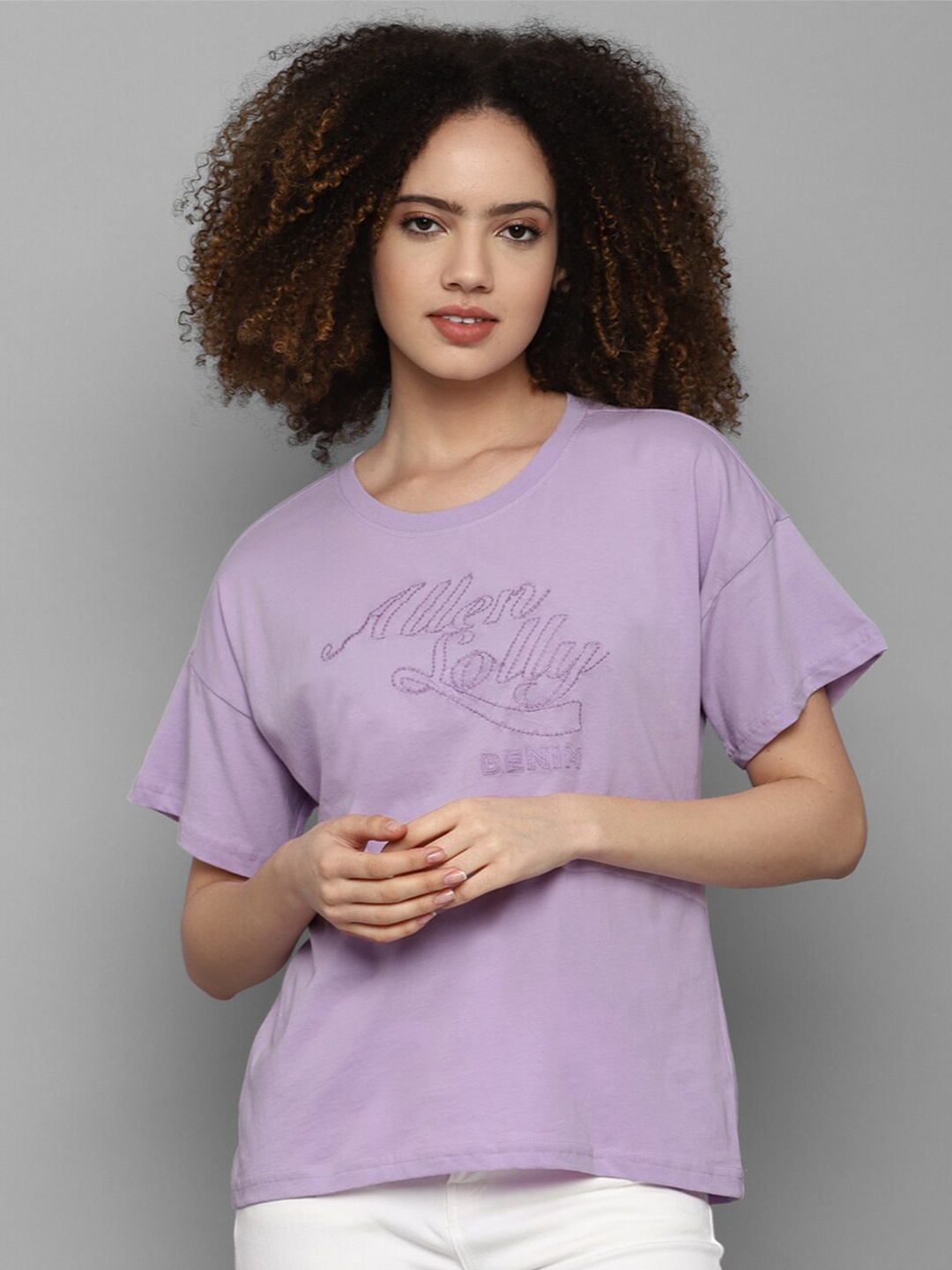 

Allen Solly Woman Women Purple Drop-Shoulder Sleeves T-shirt