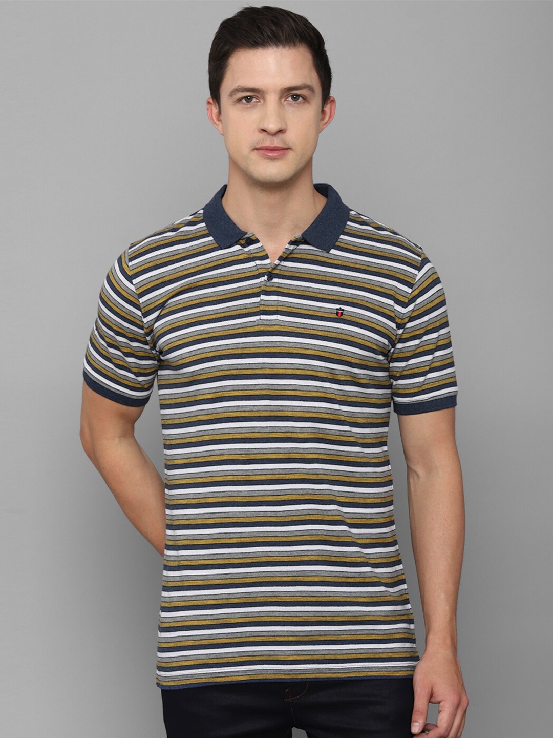 

Louis Philippe Sport Men Multicoloured Striped Polo Collar Slim Fit T-shirt, Multi