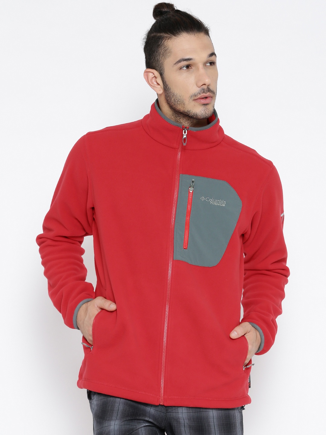 

Columbia Men Red Fleece Titan Pass 2.0 Solid Sporty Outdoor Jacket