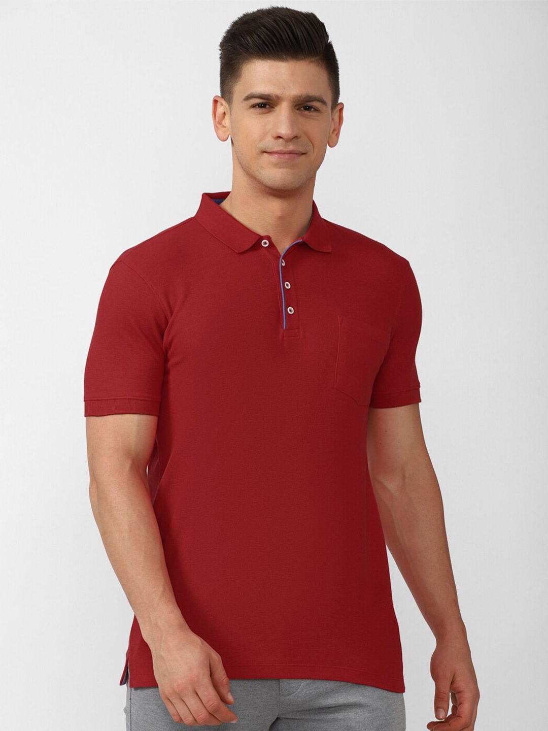 

Peter England Casuals Men Maroon Polo Collar Slim Fit T-shirt